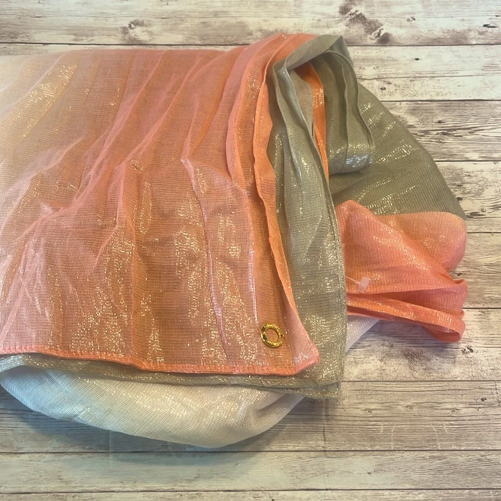 COPY - Calvin Klein Shimmering Orange Tan Cream Scarf with gold thread